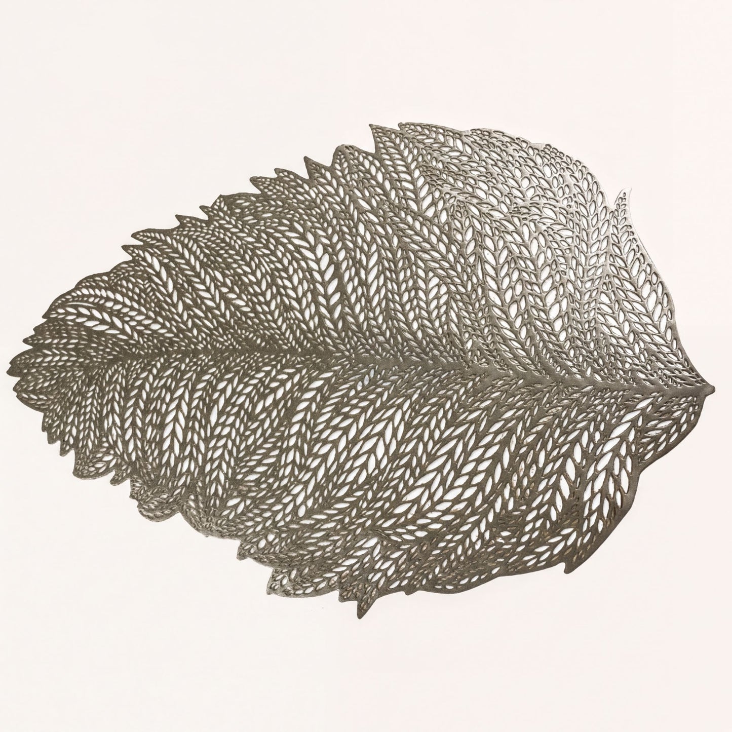 Vinyl Placemats Set - Leaf Cut Out Gold Table Mats, Heat Resistant & Non Slip