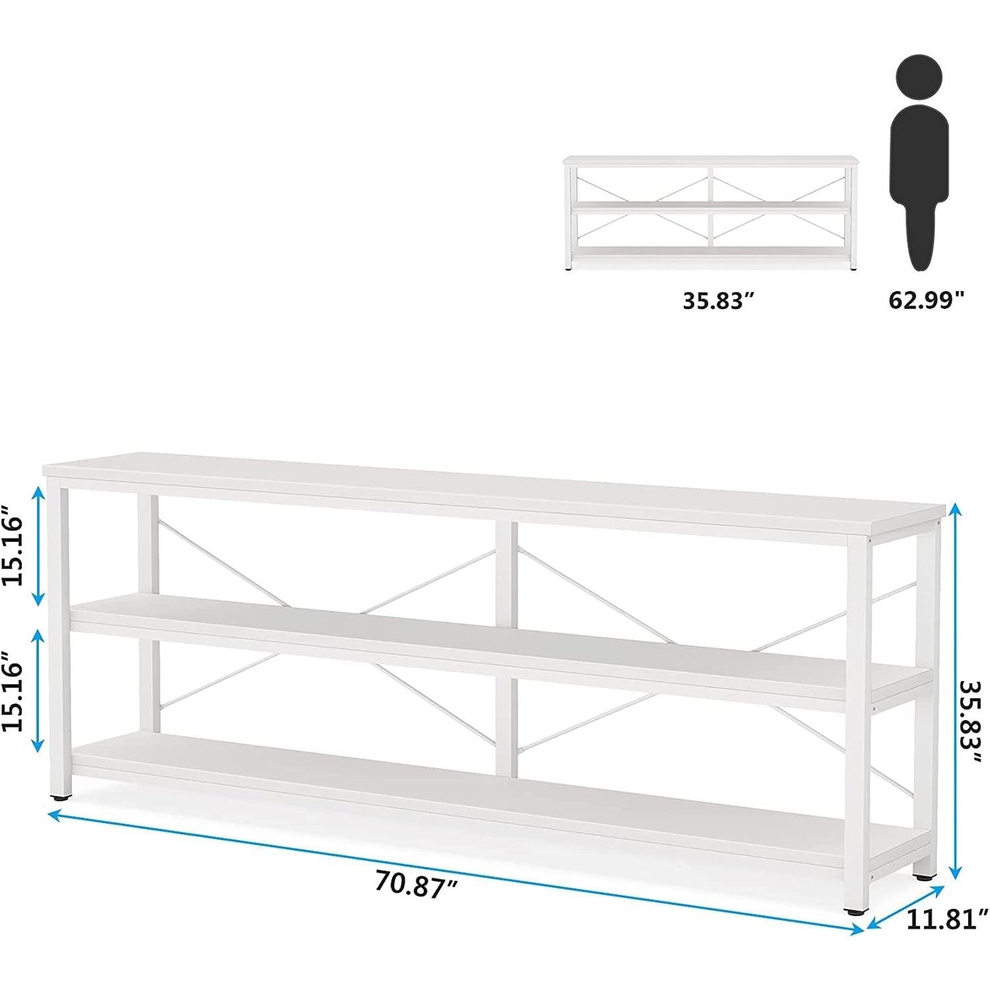 70.8 Inch Long Industrial TV Console With 3 Shelves