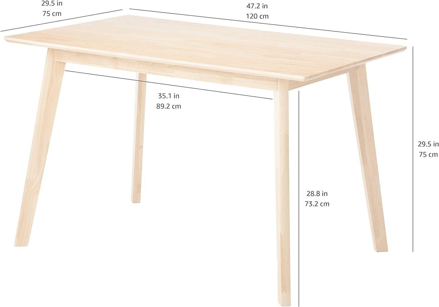 FSC Certified Solid Wood Rectangular Dining Table Seats Four Natural Finish