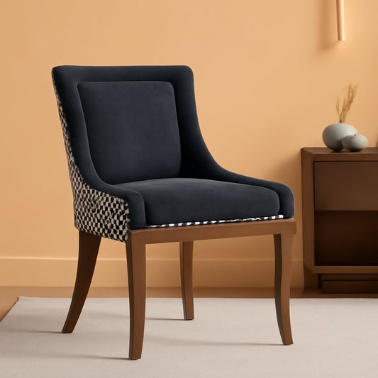 Dining Chairs Set Of 2 High Back Upholstered Fabric With Solid Wood Legs