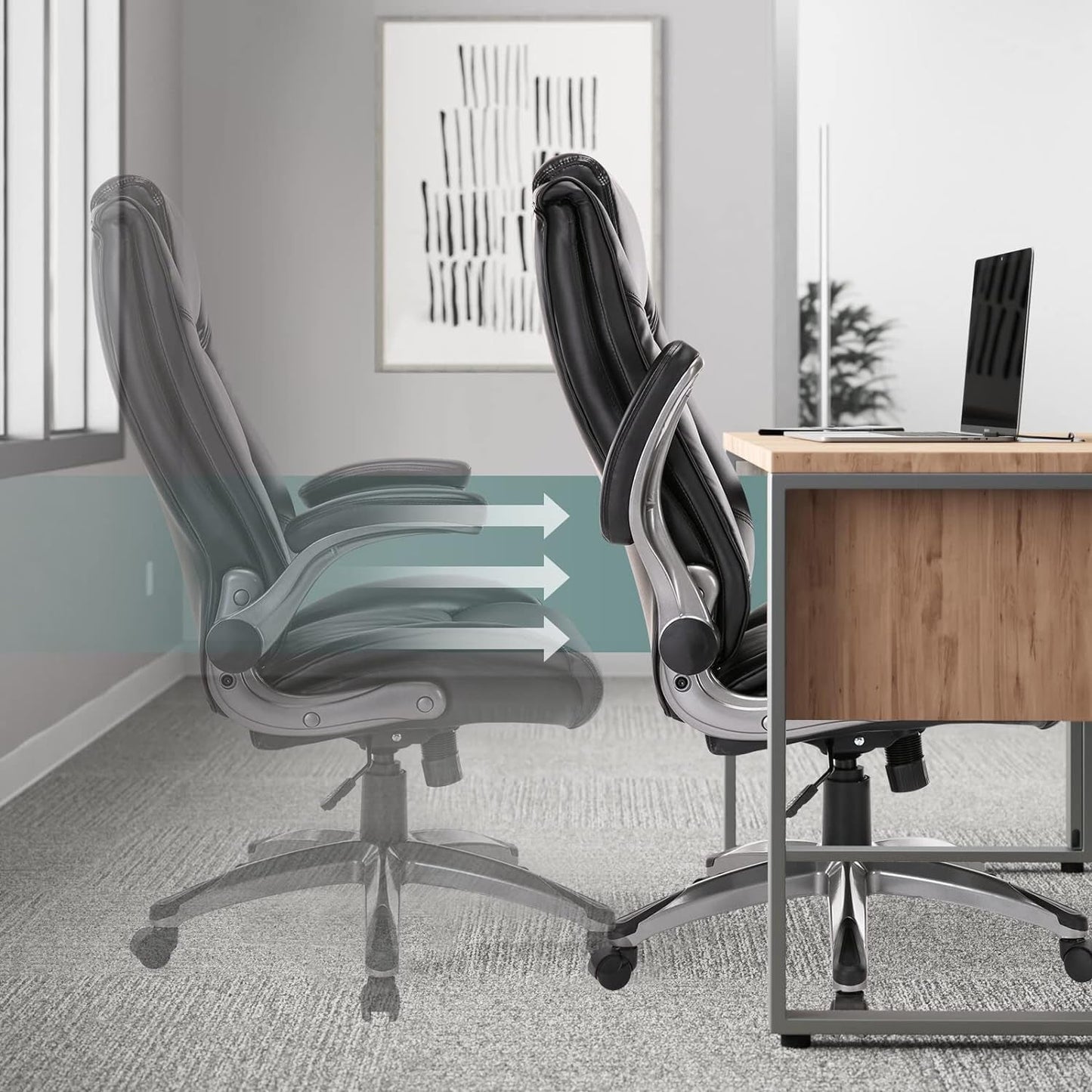 Bonded Leather Executive Office Chair Black High Back