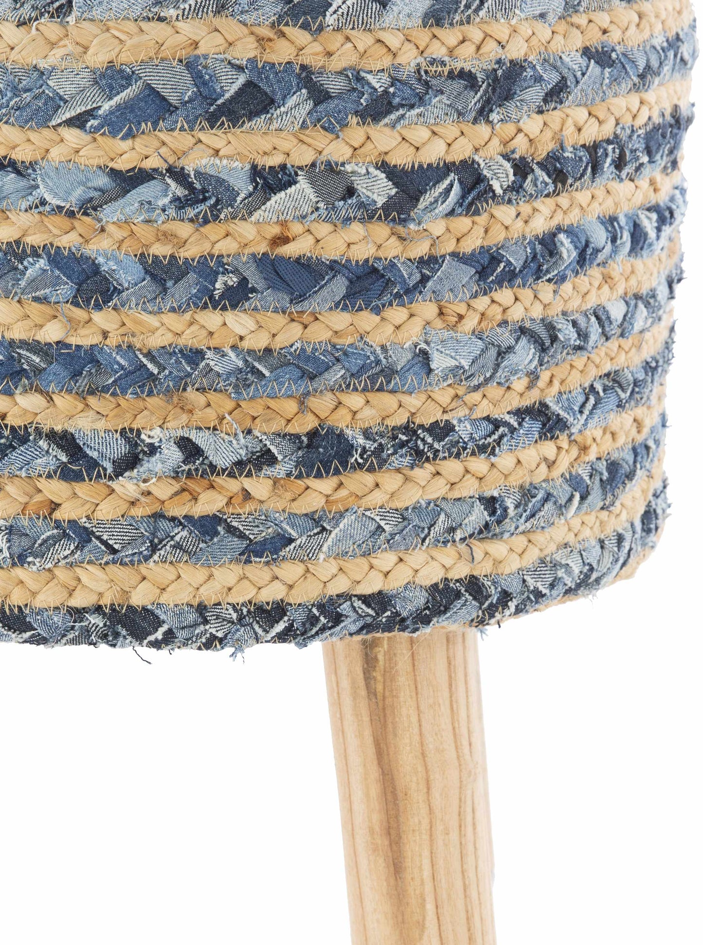 Fermont Hand Crafted Denim Jute Ottoman