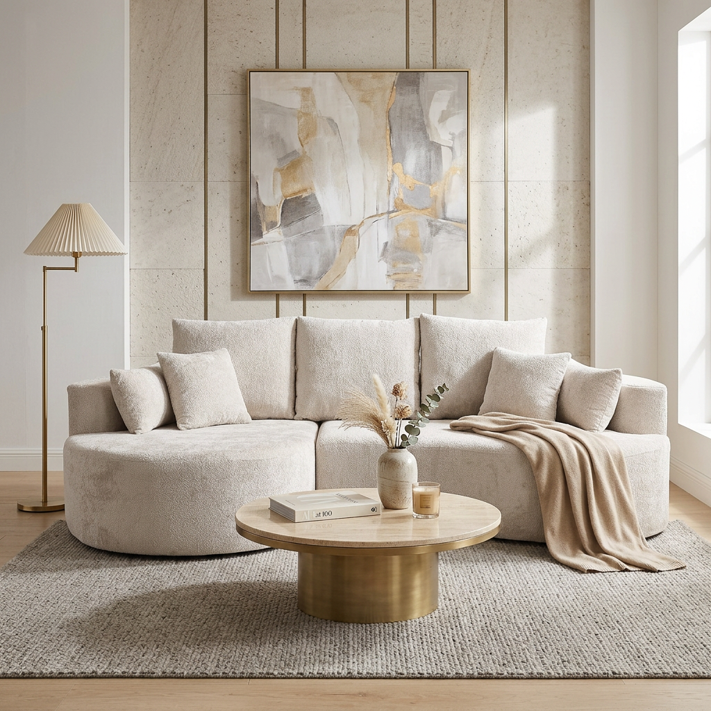 106 in. 2-Piece Fabric Cloud Curved Sectional Chenille Sofa - Silver Lining