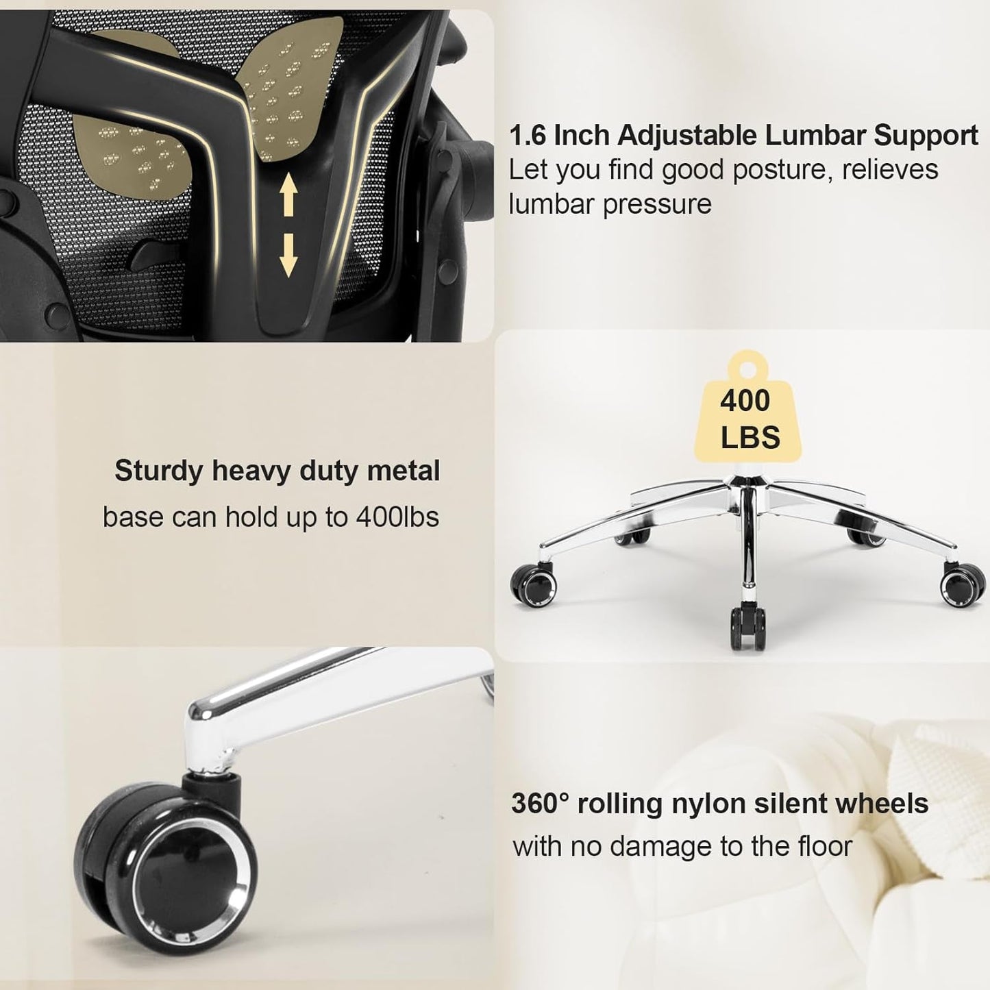 Big And Tall Ergonomic Office Chair 400Lbs Heavy Duty