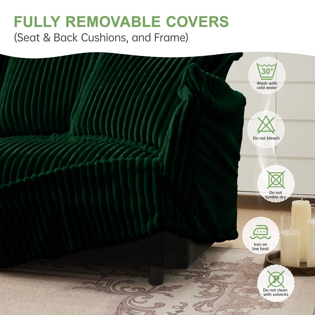 L-Shaped Slipcovered Sectional Sofa Couch