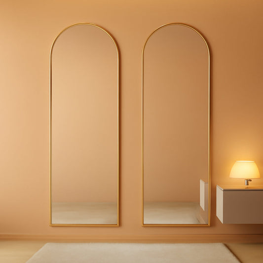 Door Mirror 14 By 48 Inches Gold Hanging Over The Door
