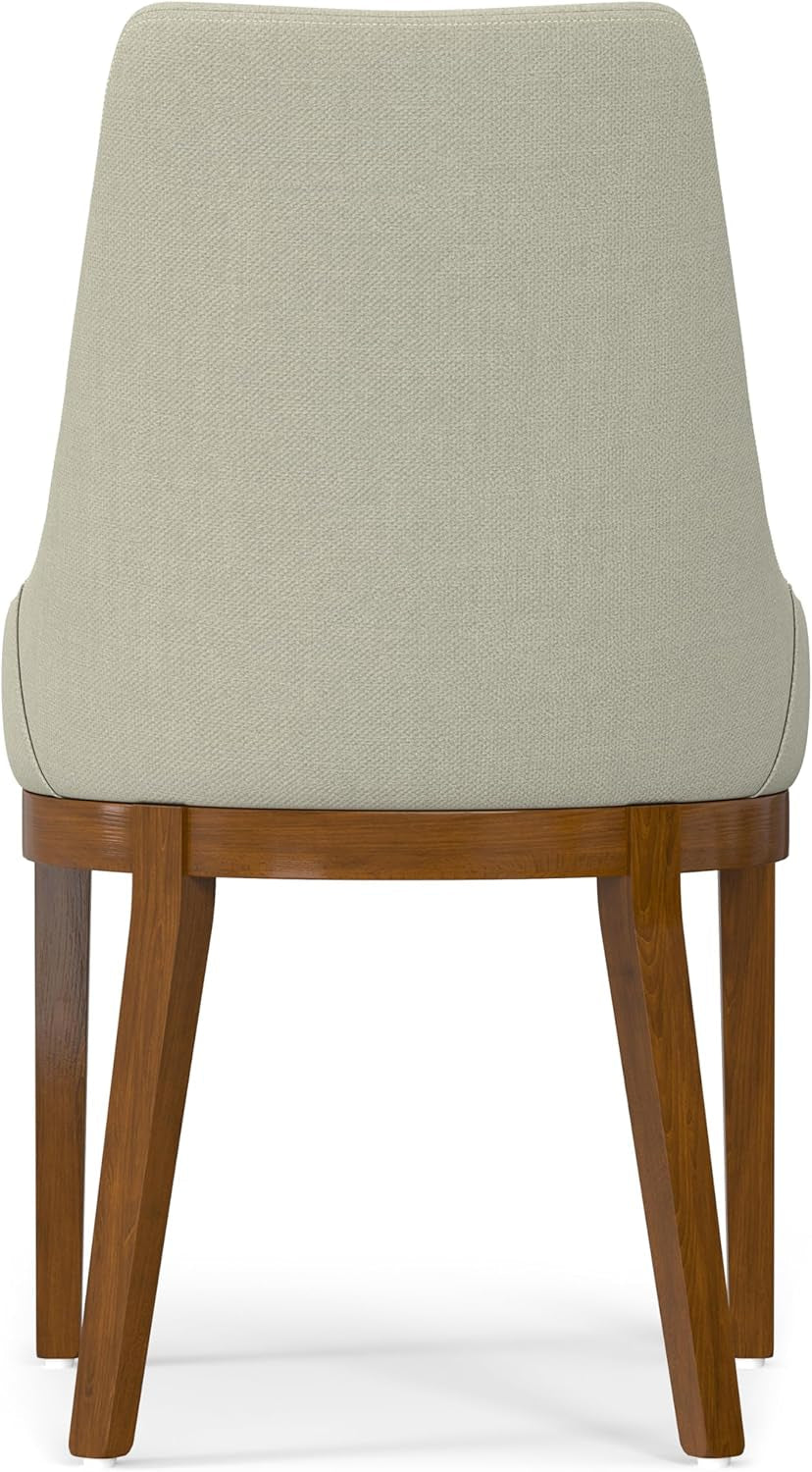 Stephanie Contemporary Dining Chair Set Of 2 In Natural Linen Look Fabric