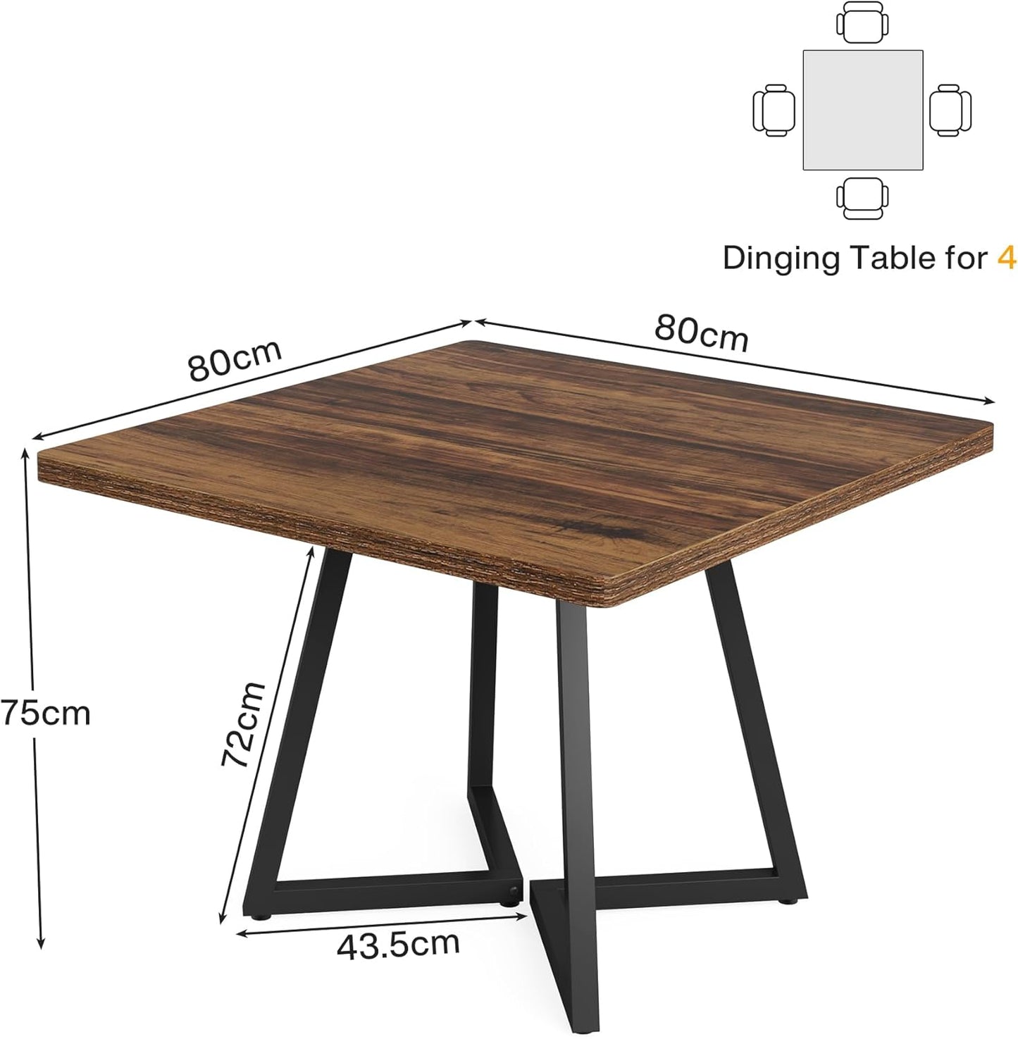31.5" Square Rustic Dining Table for 2-4