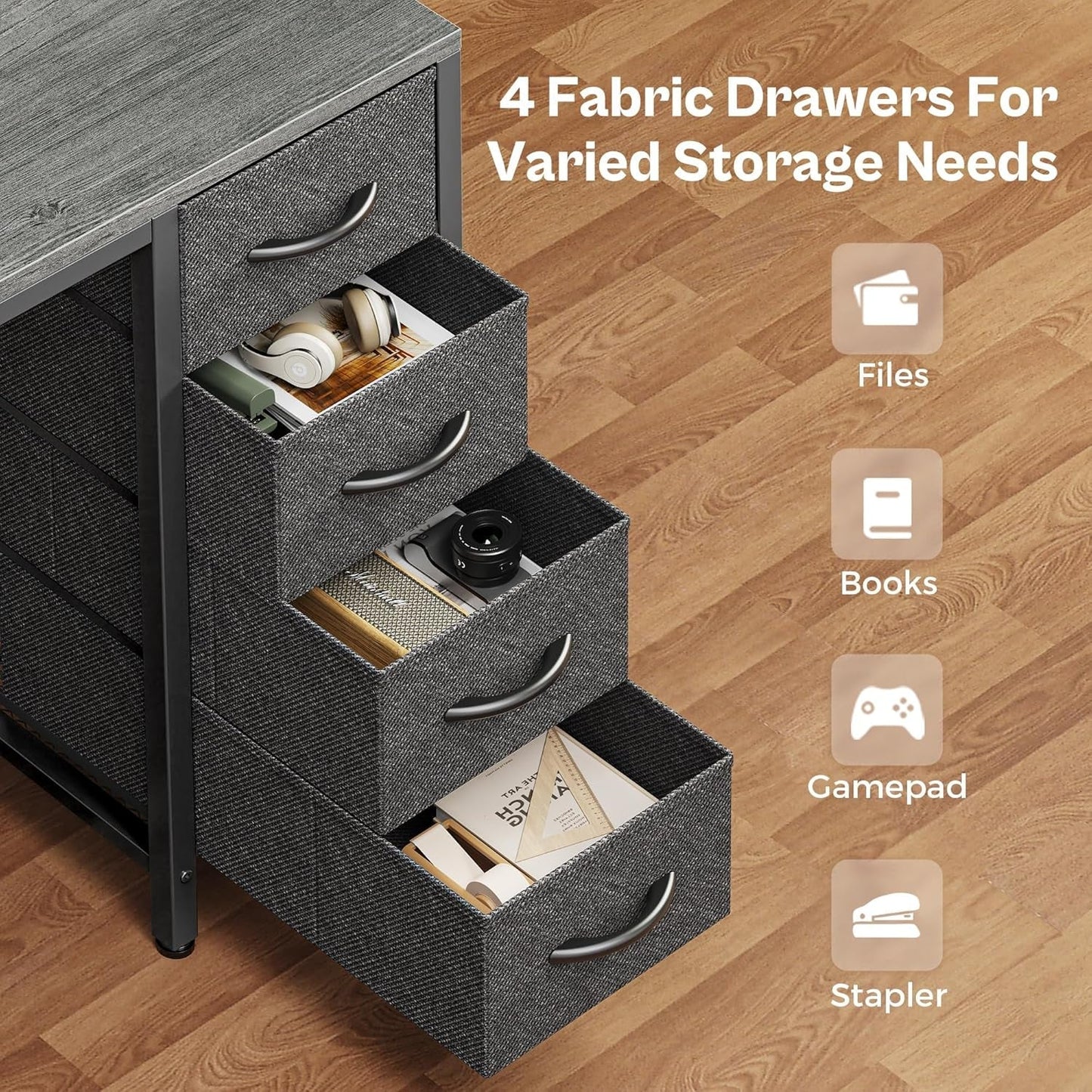 47 Inch Computer Desk With 4 Drawers And Led Lights