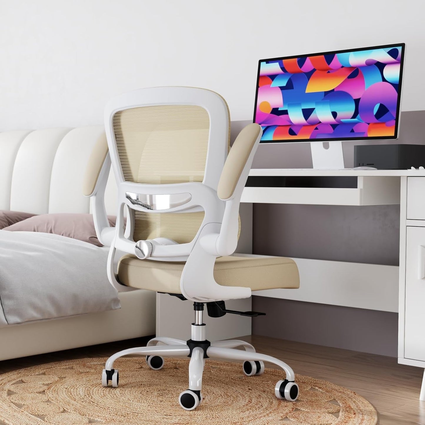 Ergonomic Office Chair With Mesh Back 330 Lb Capacity Beige