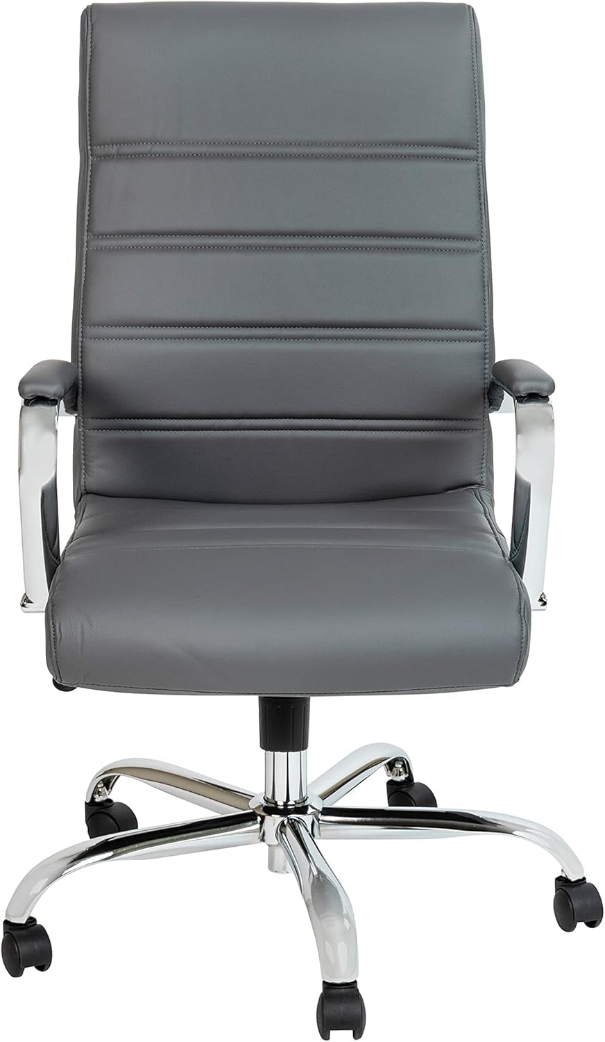 Whitney High Back Leather Office Chair With Adjustable Height Gray Chrome