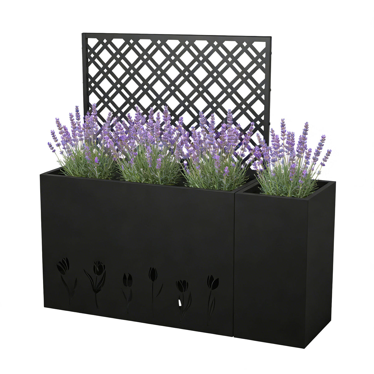 2-Piece Metal Planter Box with Trellis