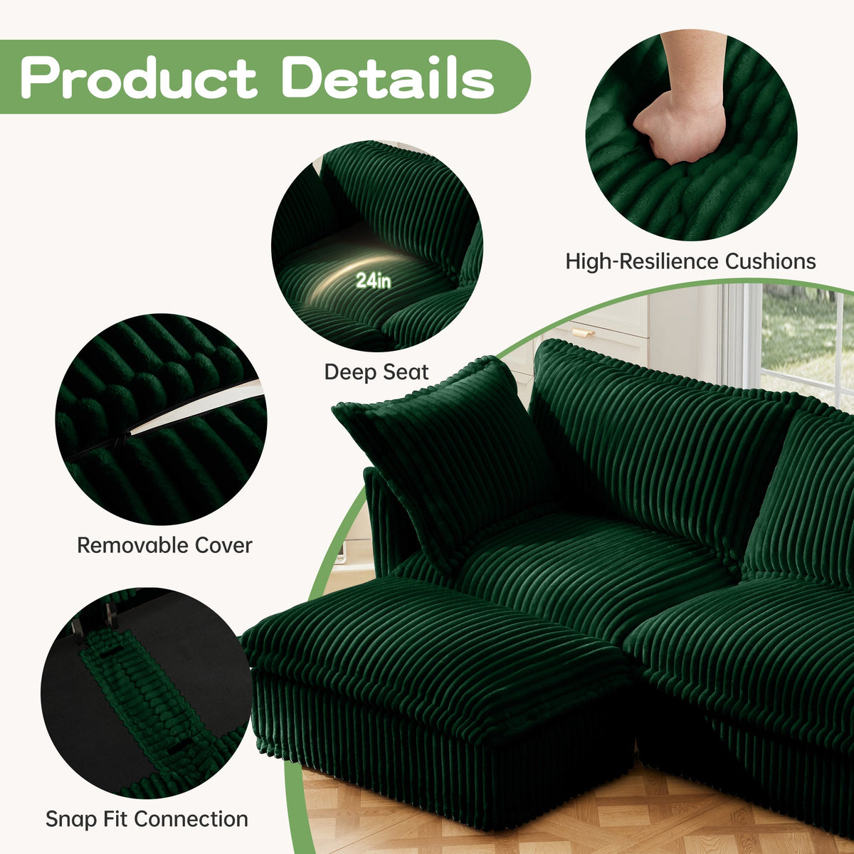 Living Room Sofa Slipcovered Sofa 3 Seater Sofa With 3 Ottomans