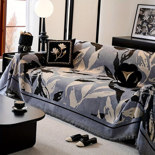 Premium Chenille Fabric Dark Green Couch Cover - All-Season Protector