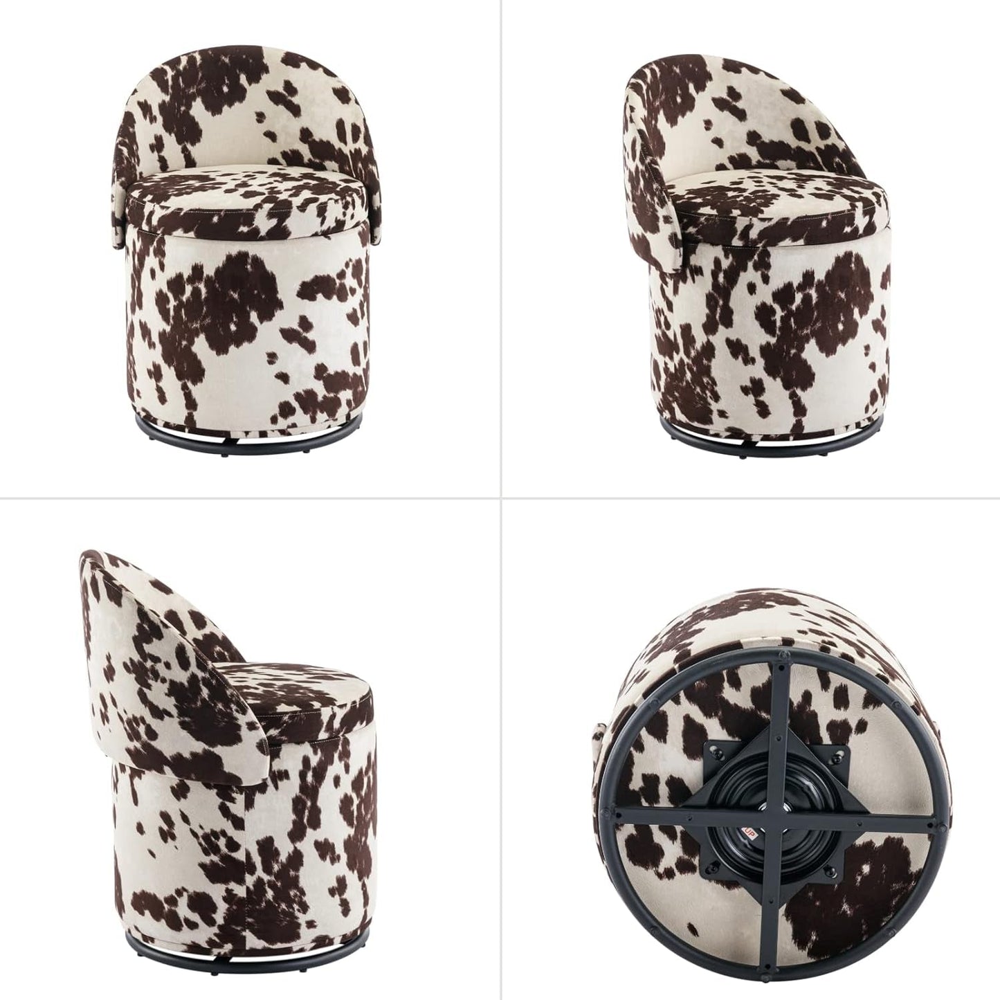Velvet Upholstered Vanity Chair Storage Swivel