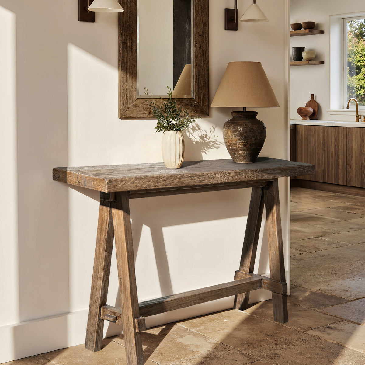 Hawthorne 60" Solid Reclaimed Elm Trestle Console Table