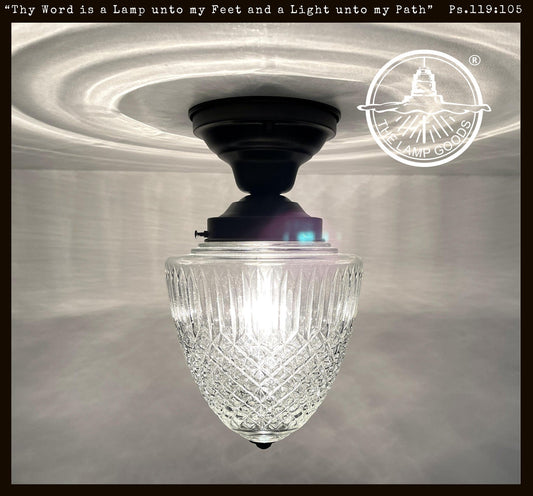 LARGE TAPERED DIAMOND 1950s Authentic Mid Century Glass Ceiling Light