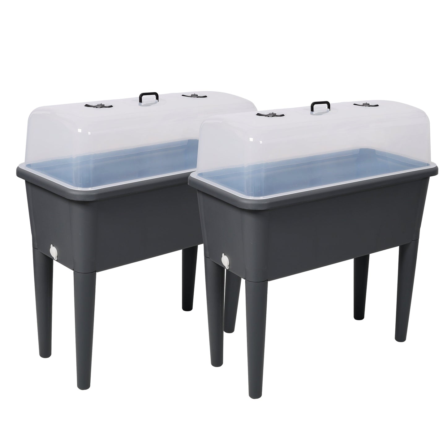 2 PCS Raised Garden Bed with Ventilated Transparent Greenhouse Lid