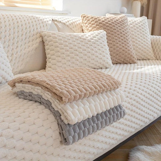 Plush Nordic Sofa Slipcover | non slip couch cover for dogs