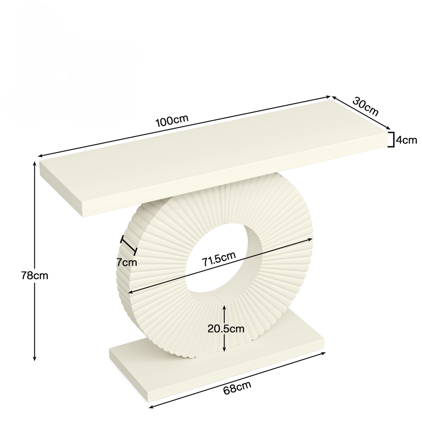 40" Modern White Console Table