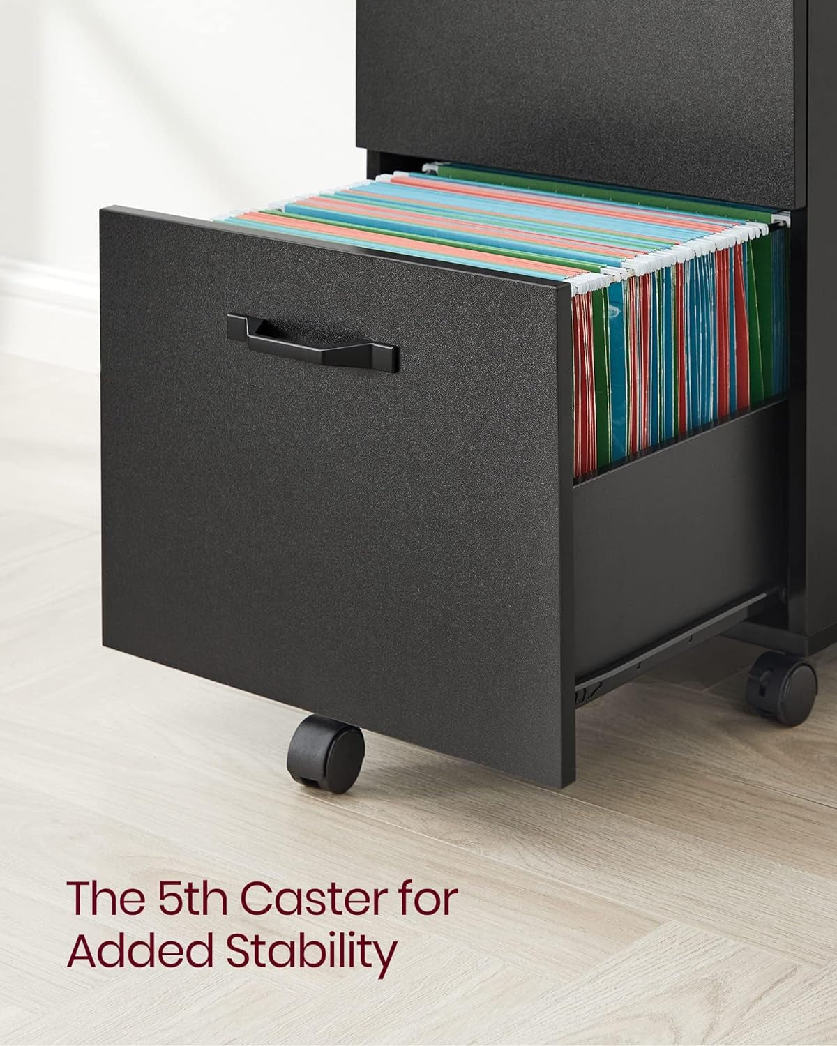 2-Drawer File Cabinet Matte Black For Home Office And Printer Stand Fits A4 And Letter Files