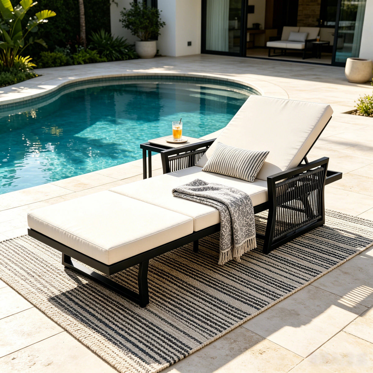 Black Mix Modern Chaise Lounge Set