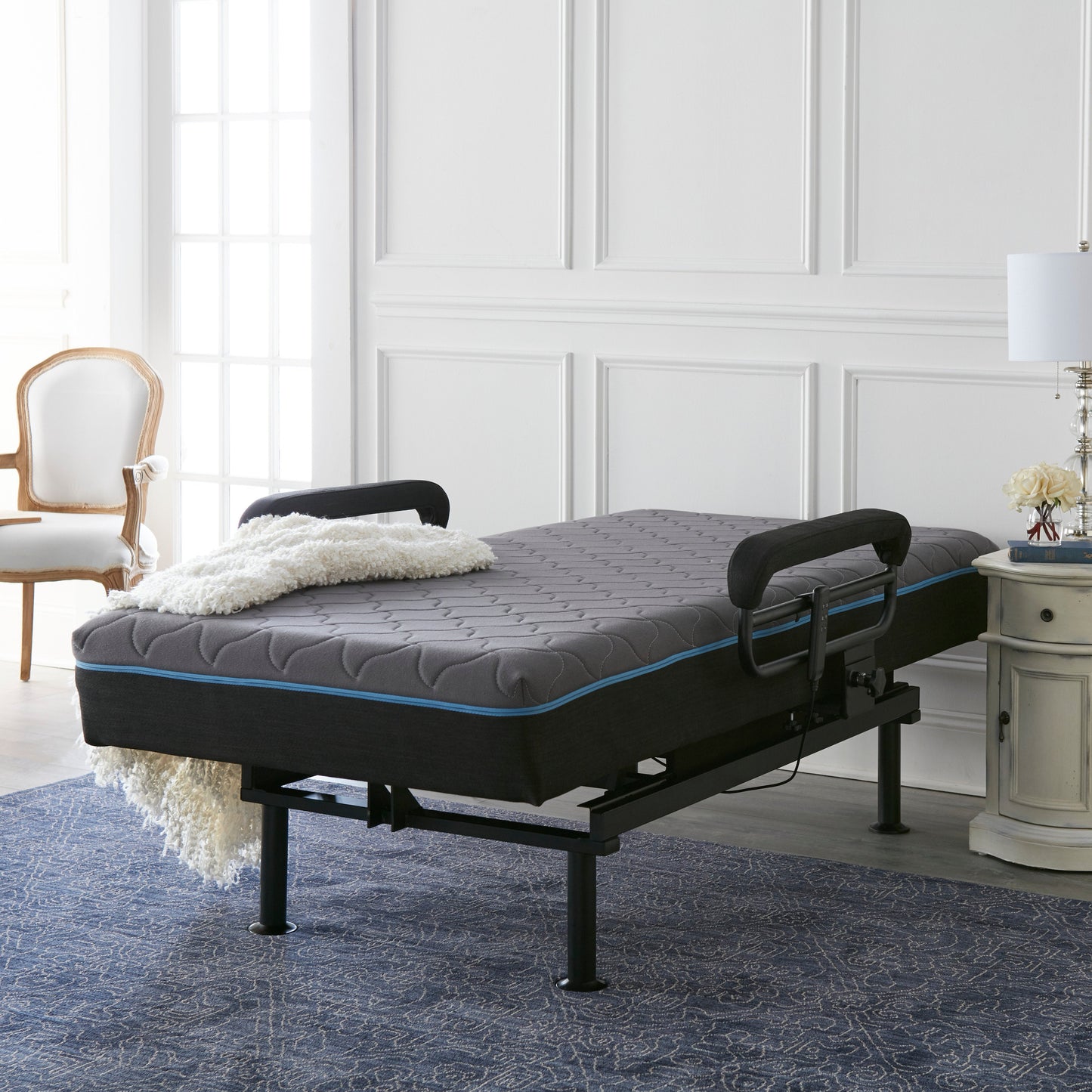 Twin Adjustable Sit to Stand Bed With Remote