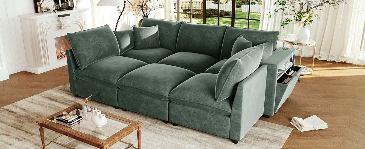 Modern Sectional Sofa Modular Sofa with Movable Ottoman