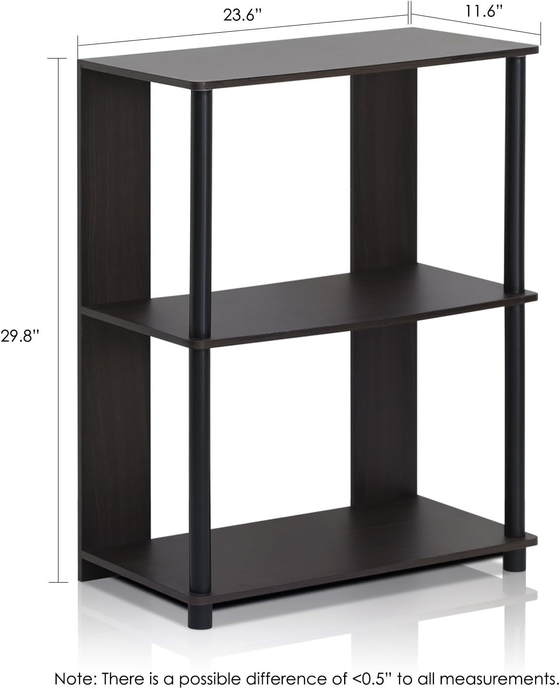 Jaya 3 Tier Walnut Bookcase Display Rack for Living Room