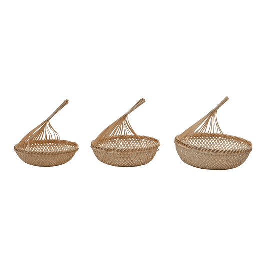 Hand-Woven Seagrass Storage Baskets, Set of 3
