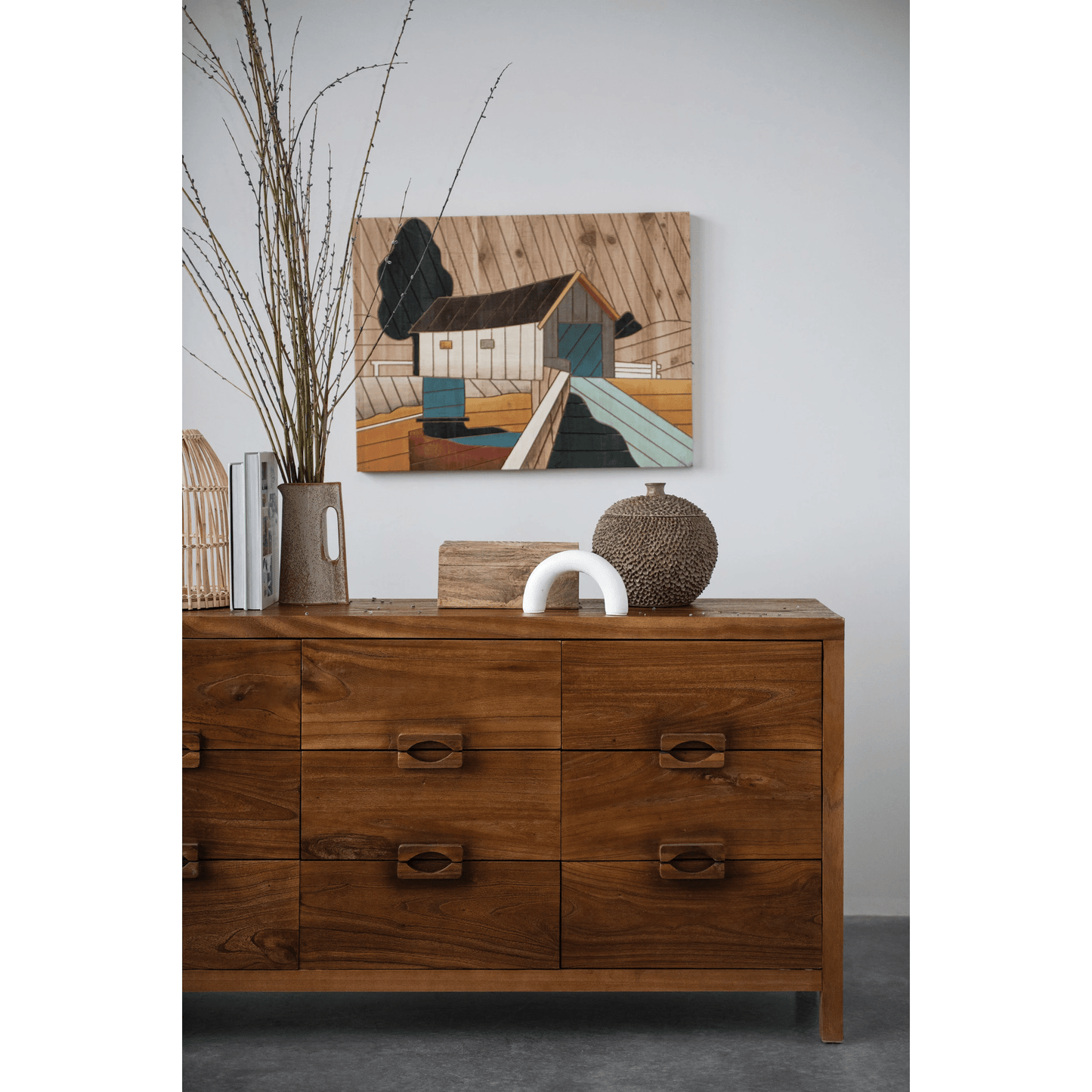 Hand-Carved Mango Wood Storage Boxes, Set of 2