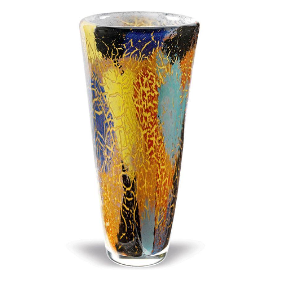 Firestorm 12 inch Murano Style Art Glass Decorative Vase
