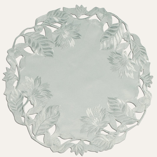 Linen Placemat Doilies - Round Gray Table Mats for Rustic Dining Table Protection