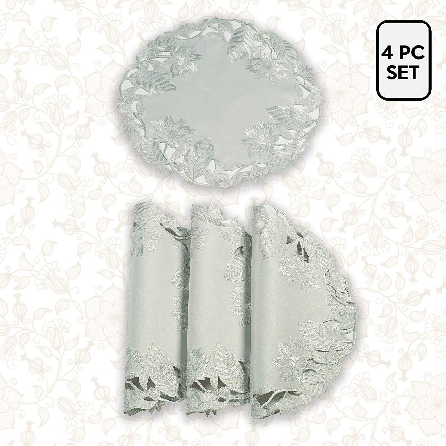 Linen Placemat Doilies - Round Gray Table Mats for Rustic Dining Table Protection
