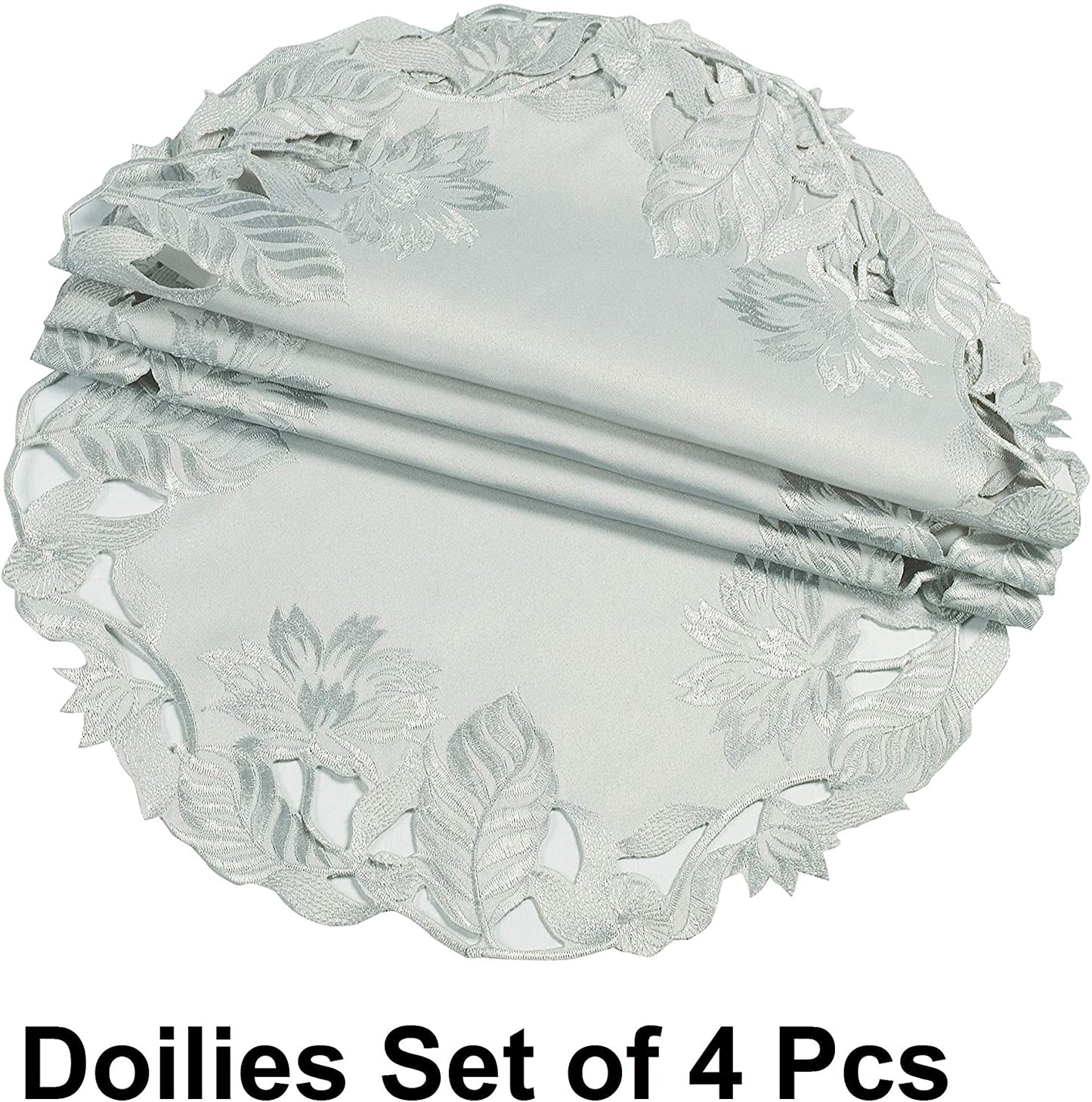 Linen Placemat Doilies - Round Gray Table Mats for Rustic Dining Table Protection