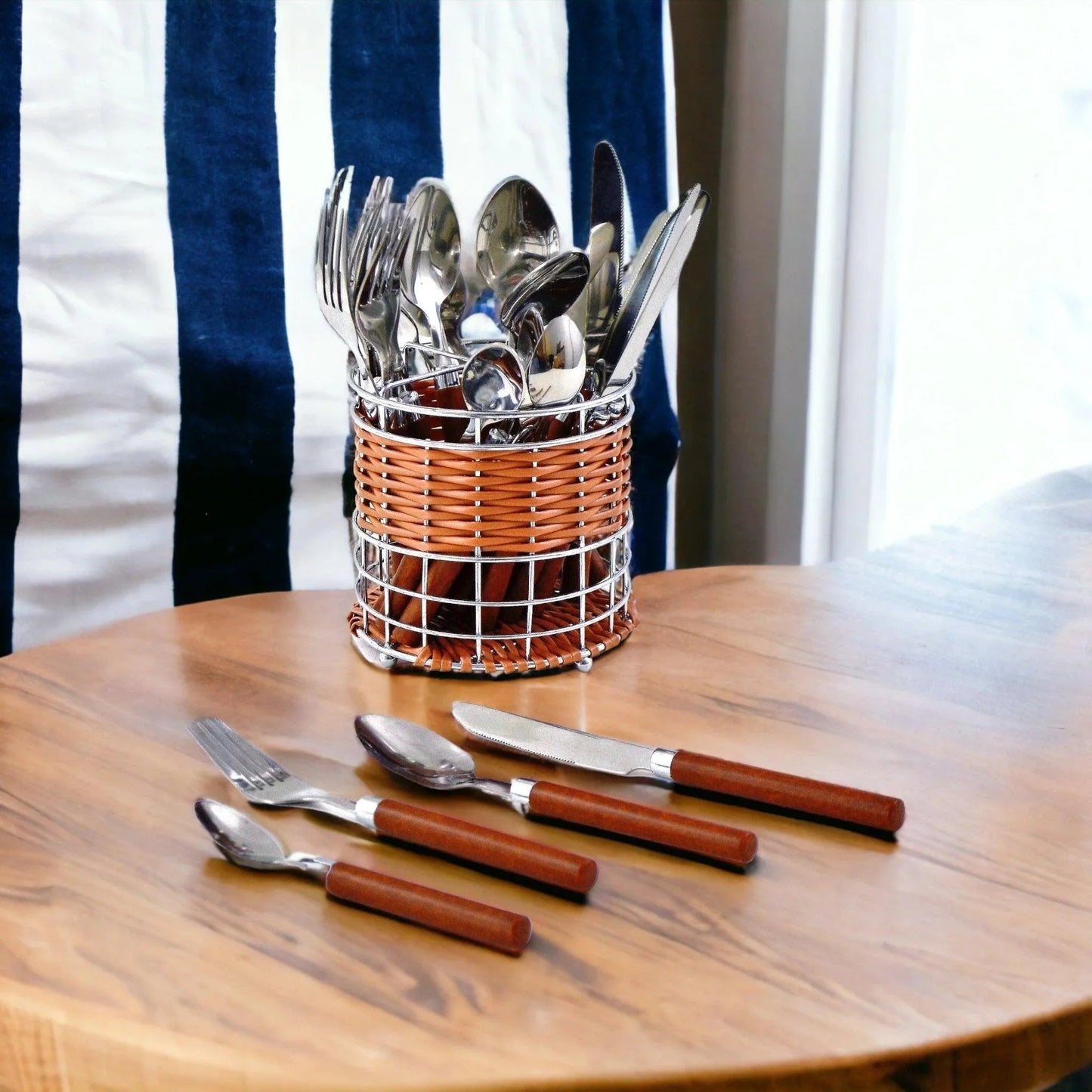 Flatware Set with Wood Handles