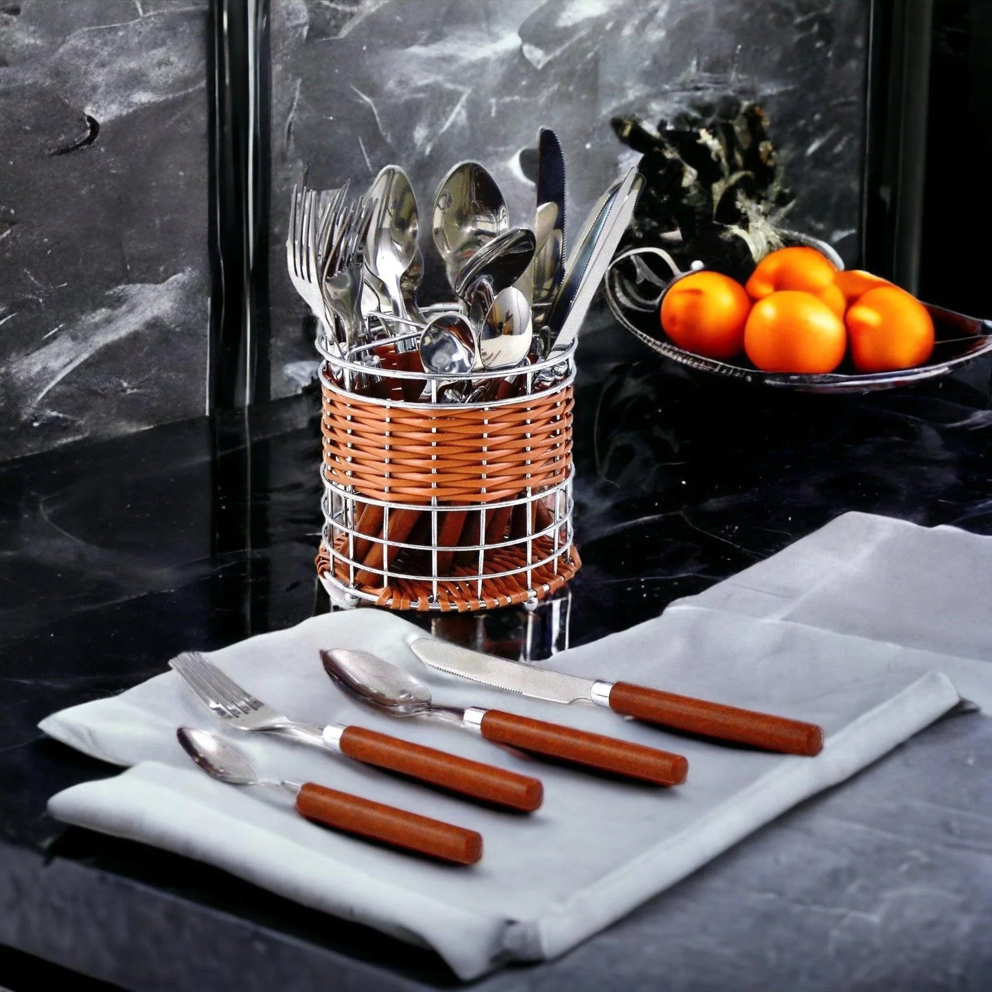 Flatware Set with Wood Handles