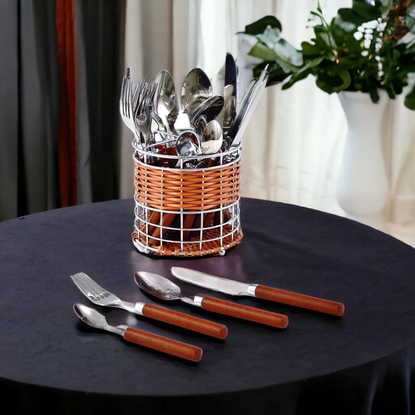 Flatware Set with Wood Handles