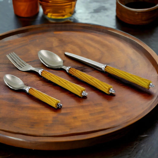 Flatware Set with Light Wood Handles