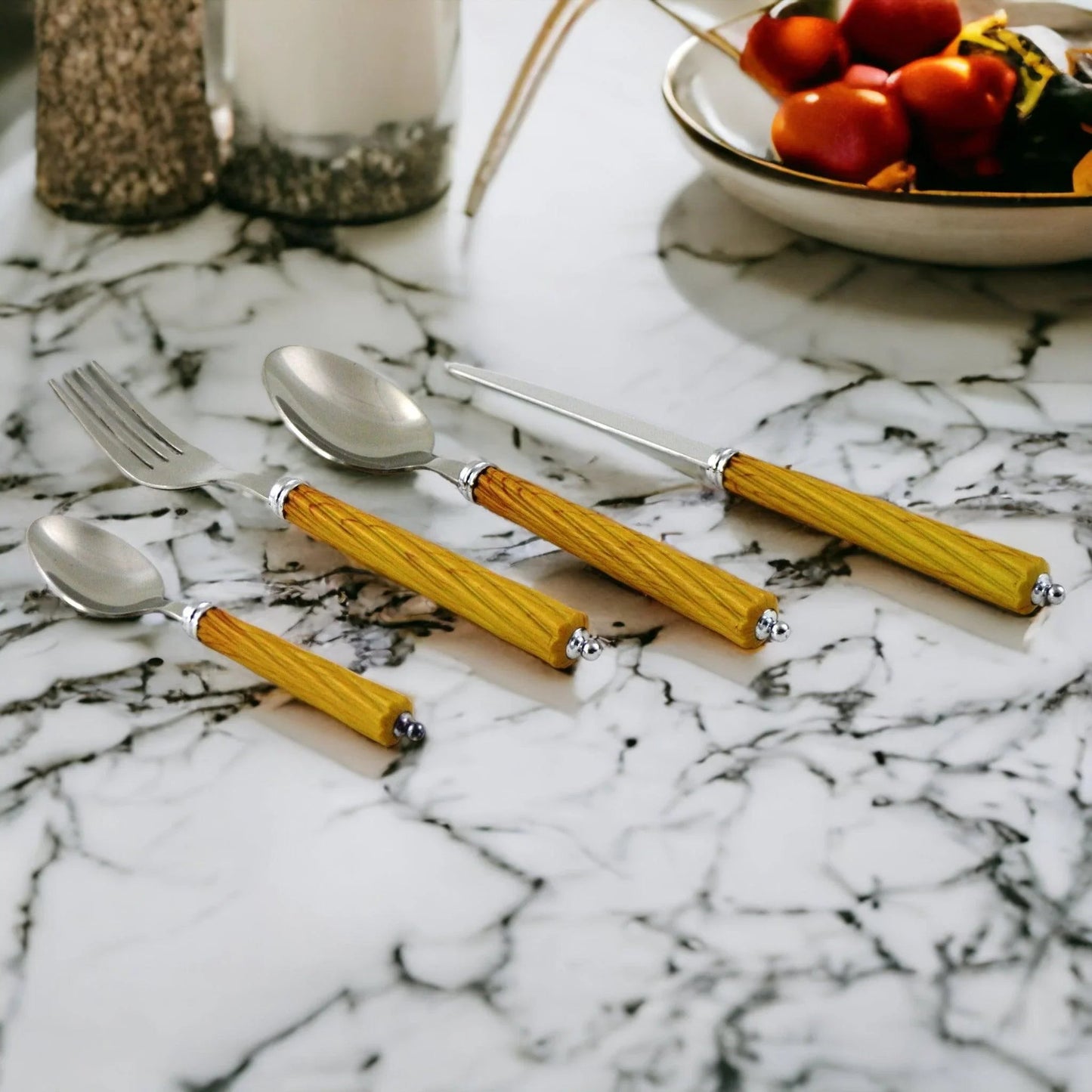 Flatware Set with Light Wood Handles