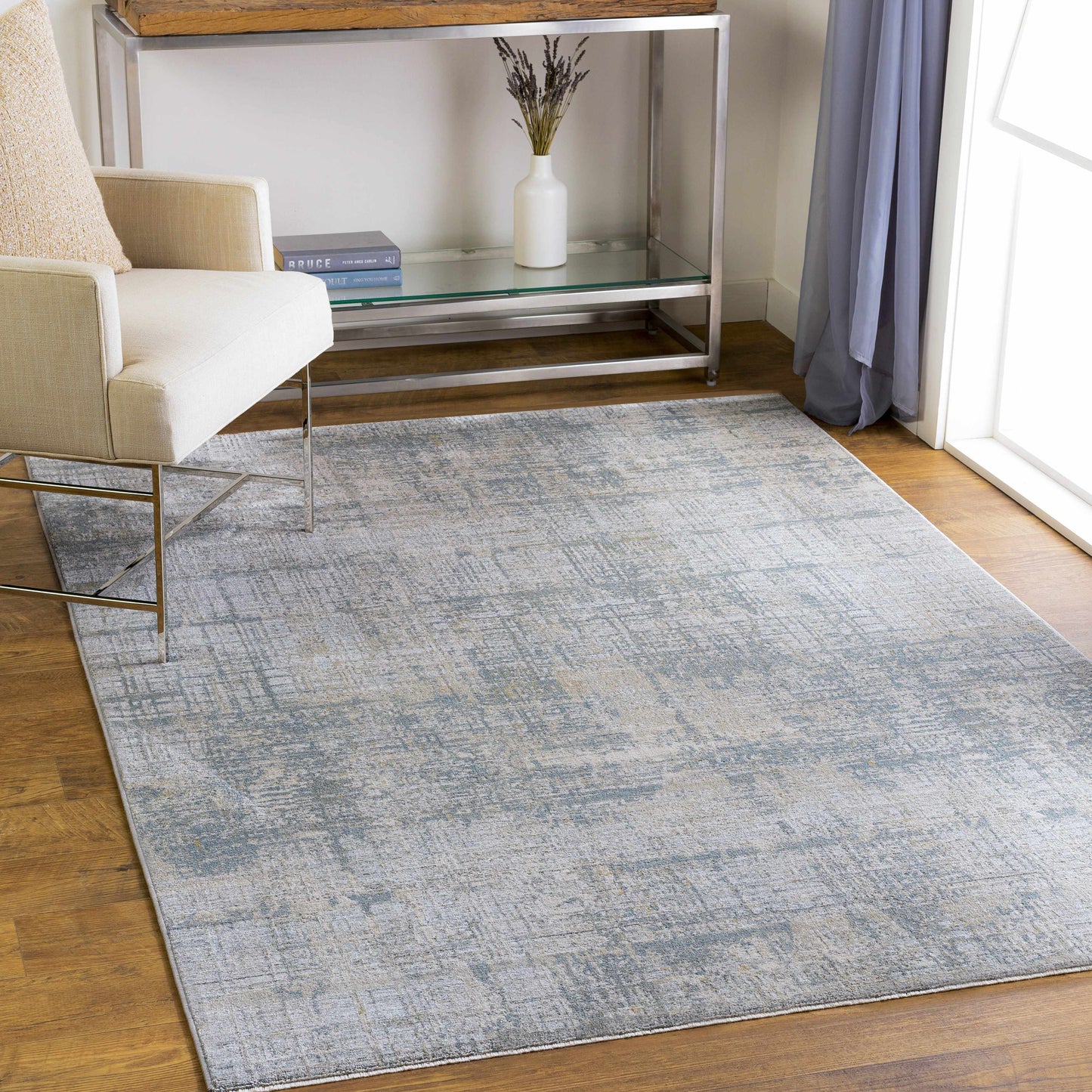Fallin Gray Abstract Striped Luxe Rug