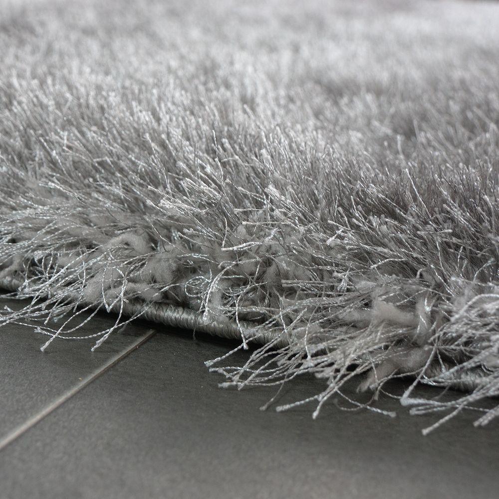 Fluffy Rug Shaggy For Living Room in Grey Soft & Shimmering