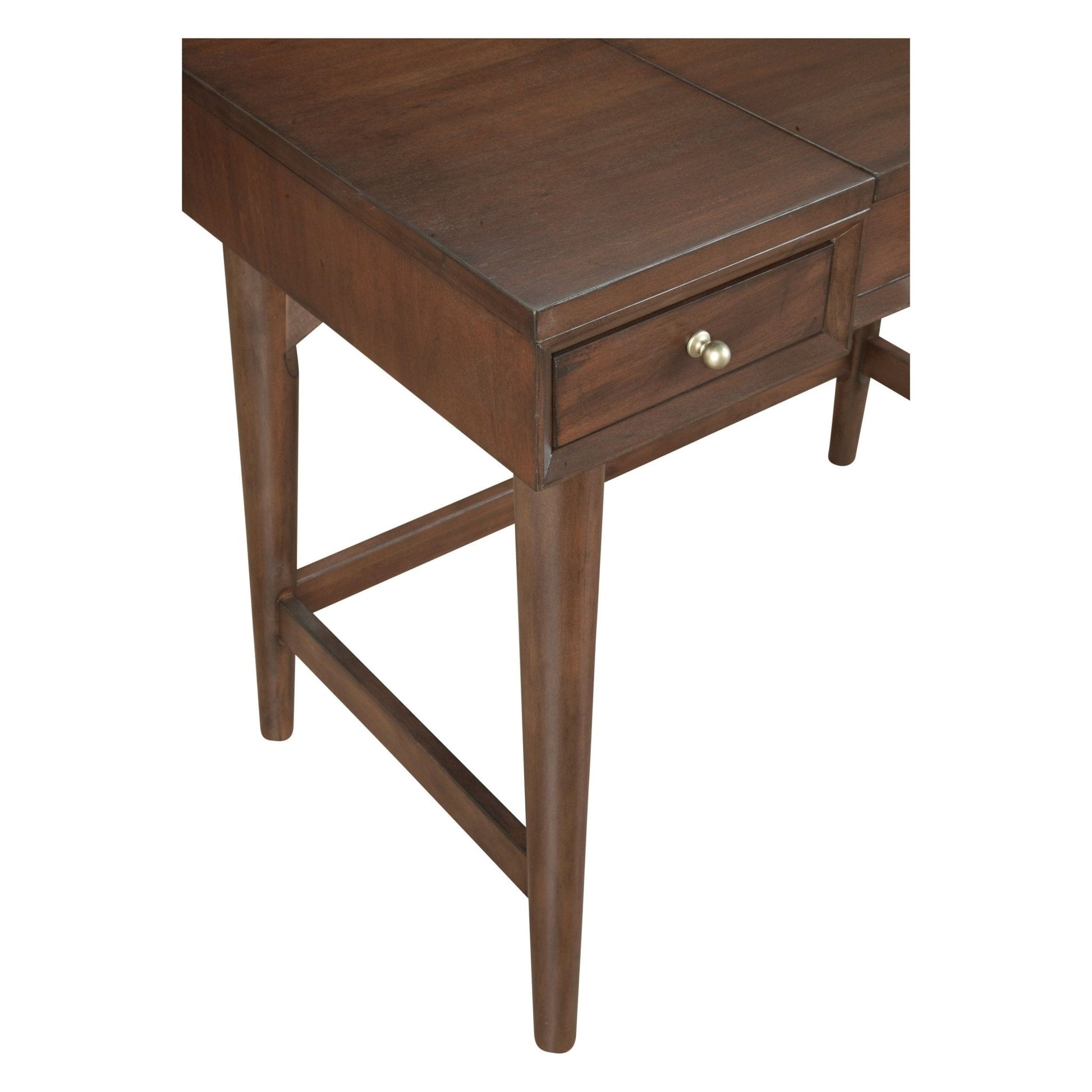 Flynn Bedroom Vanity in walnut finish showcasing a drawer and mid-century design for stylish storage.