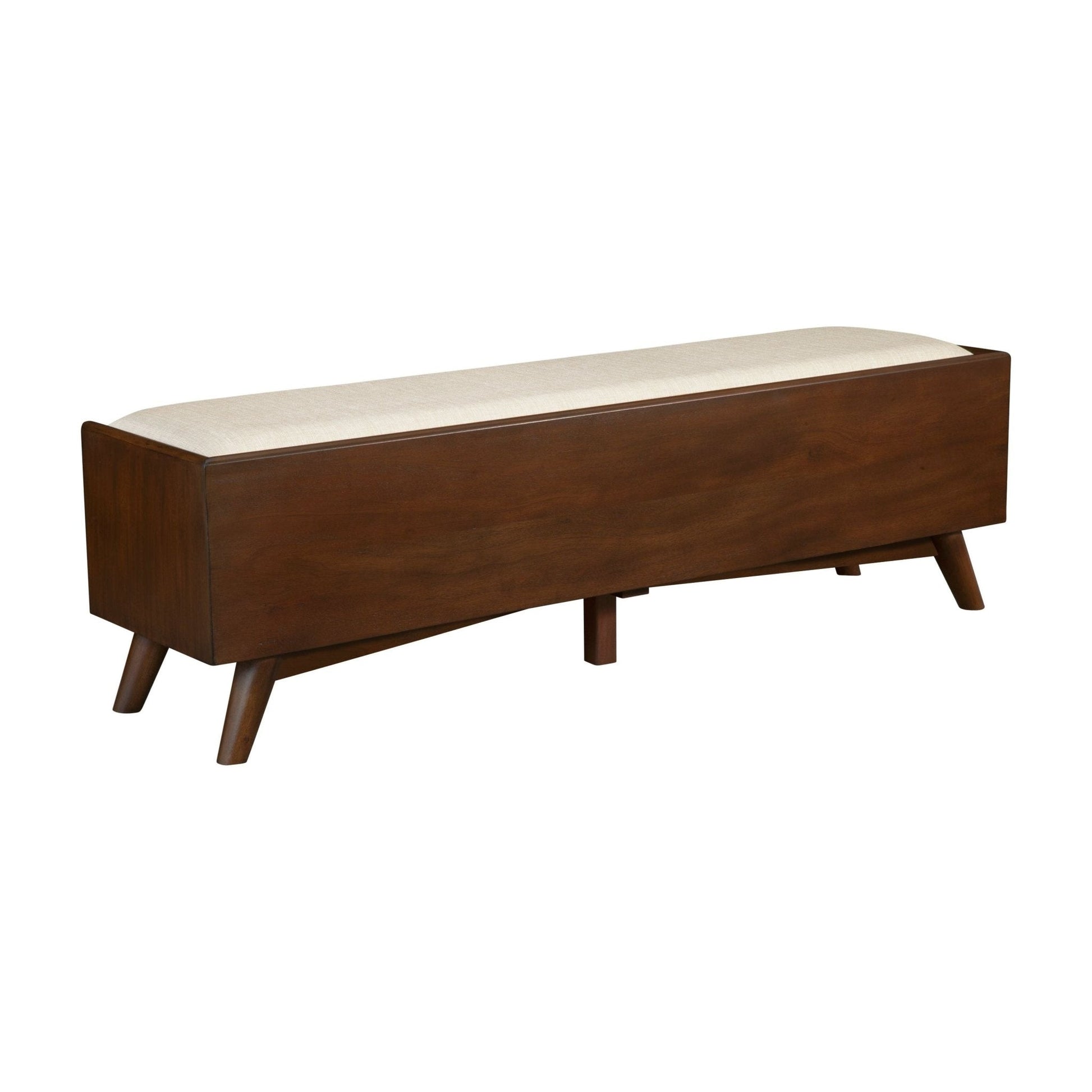 Flynn Bench, Walnut - Mid-Century Modern furniture with sturdy Mahogany construction and classic lines.