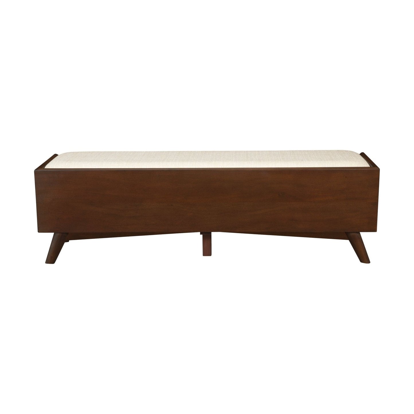 Flynn Bench in walnut with a minimalist design and sturdy legs, perfect for stylish and functional home decor.