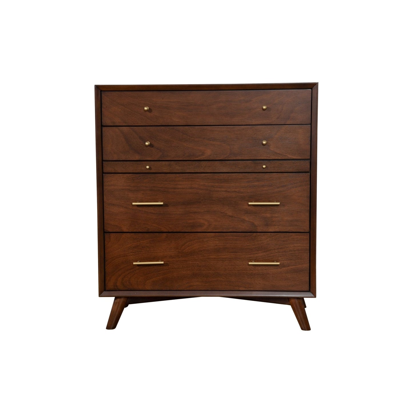 Flynn Chest, Walnut - Mid-Century Modern accent chest with four drawers and solid Mahogany construction.