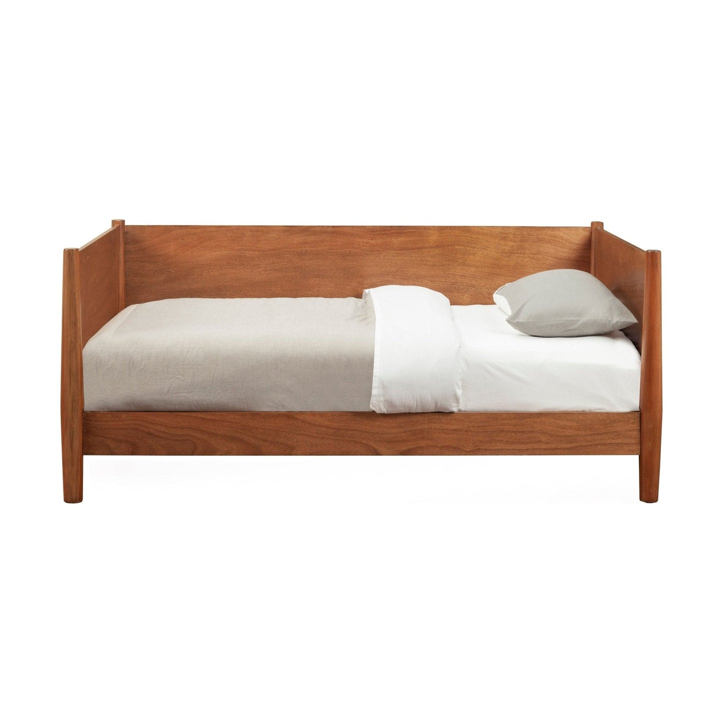 Flynn Day Bed in Chestnut finish, showcasing Mid-Century Modern design and sustainable Mahogany construction.