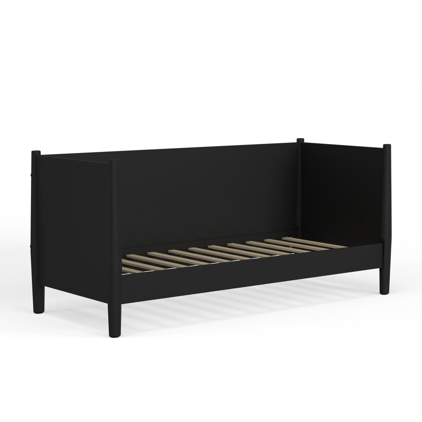 Flynn Day Bed in black color featuring sturdy Mahogany construction and Mid-Century Modern design.