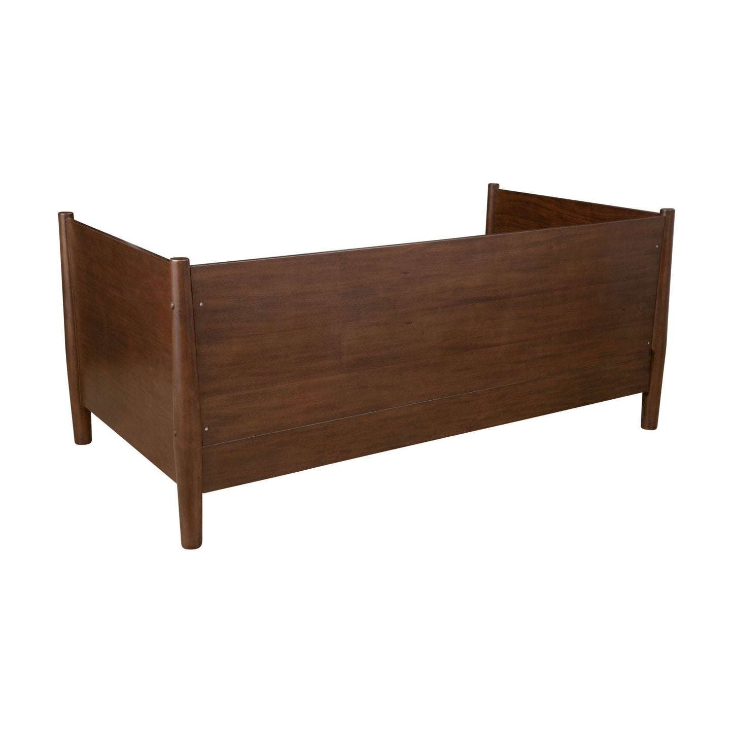 Flynn Day Bed in walnut finish showcasing Mid-Century Modern design with sturdy mahogany construction.