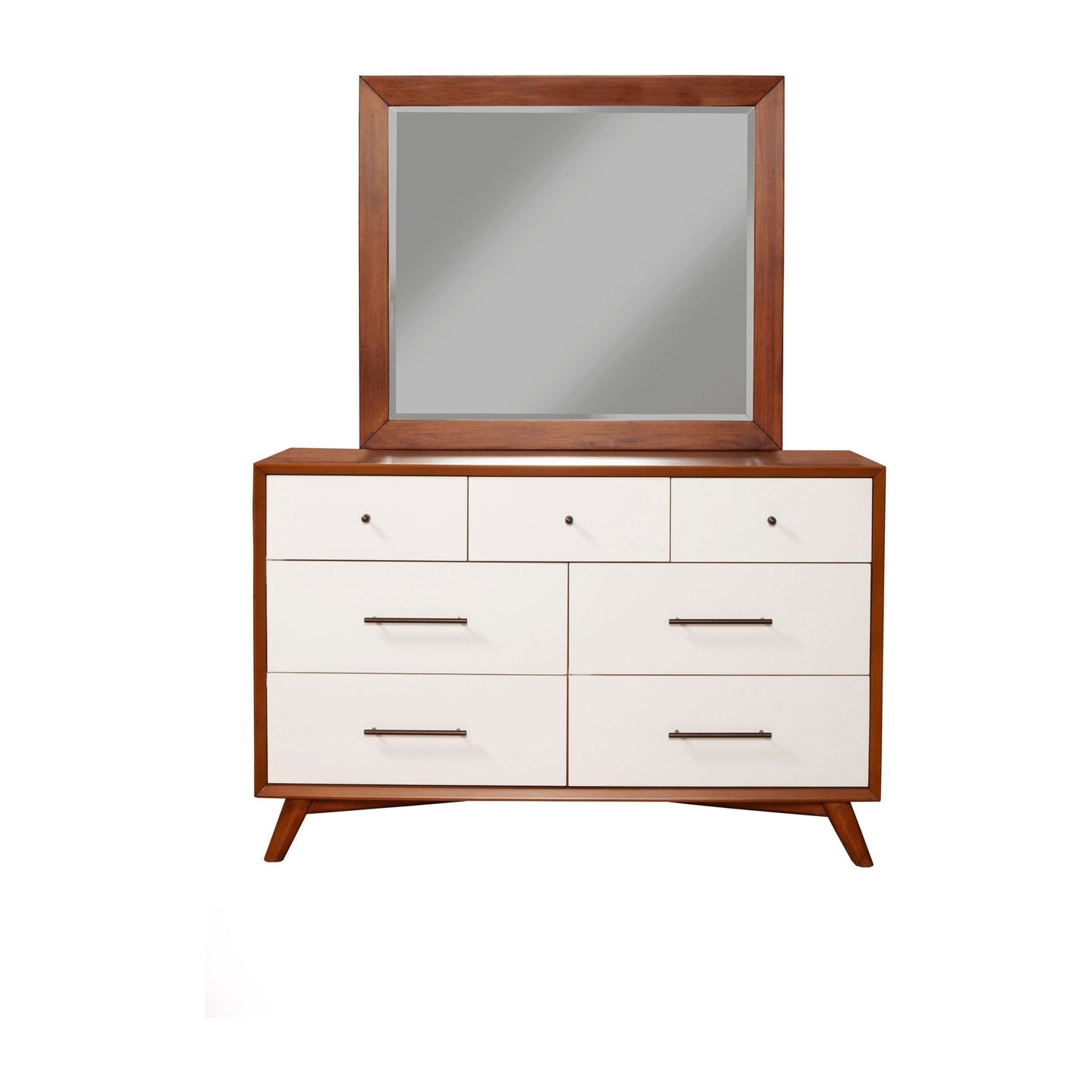 Flynn Mirror, Chestnut with clean lines and sturdy mahogany craftsmanship, enhancing Mid-Century Modern decor.